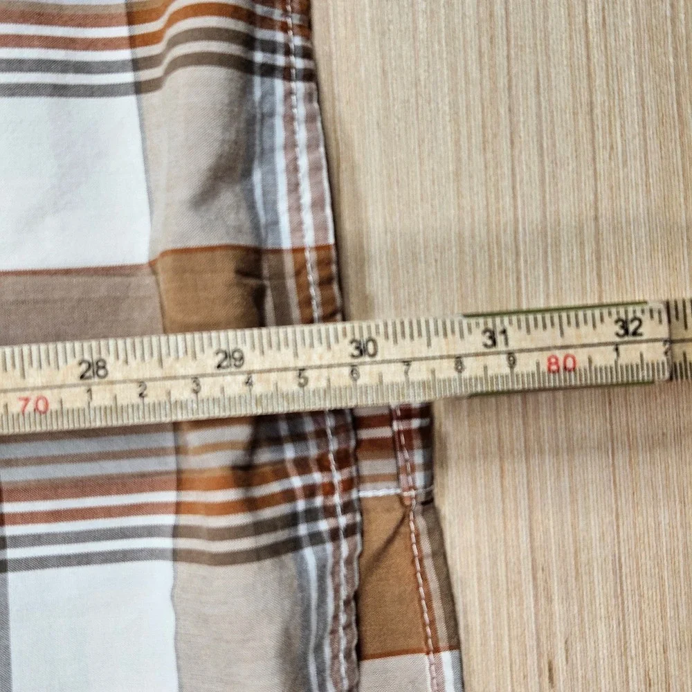 The‎ North Face Button Up Mens L Brown Plaid Short Sleeve Outdoor Hiking Shirt